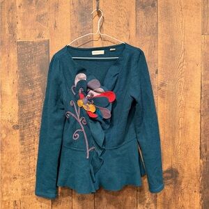 Sleeping on snow Anthropologie wool sweater floral medium EUC